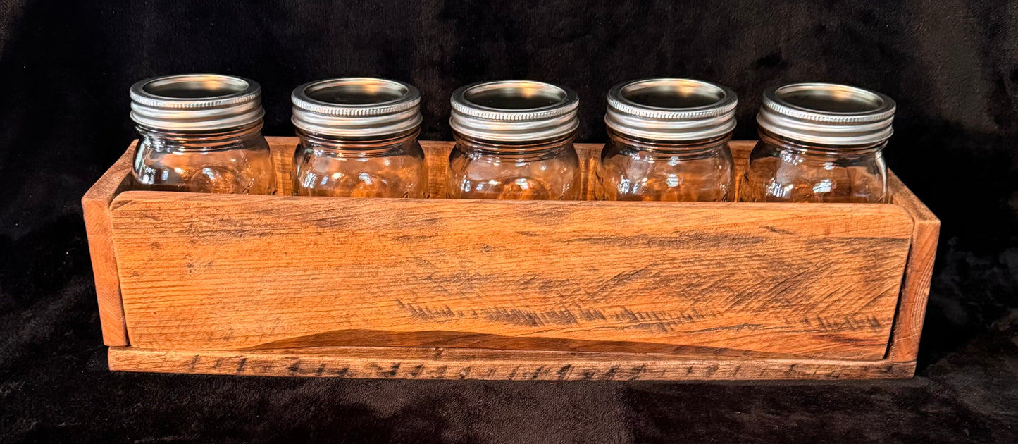 Rustic Wood Box With Mason Jars