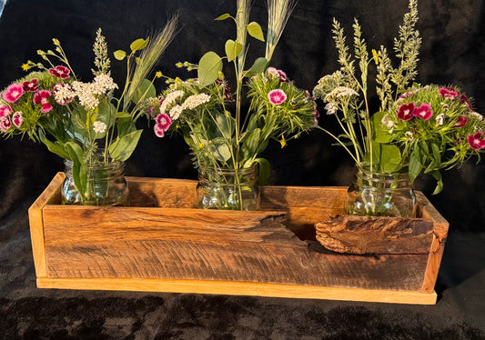 Rustic Wood Box With Mason Jars