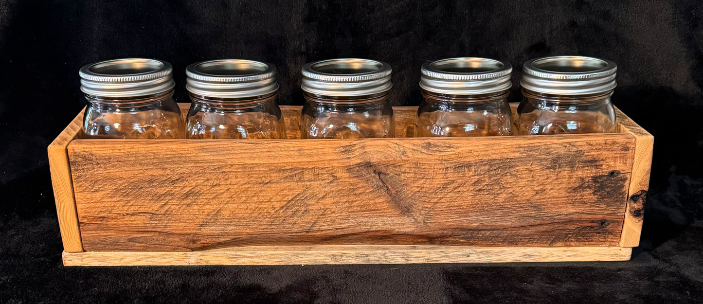 Rustic Wood Box With Mason Jars